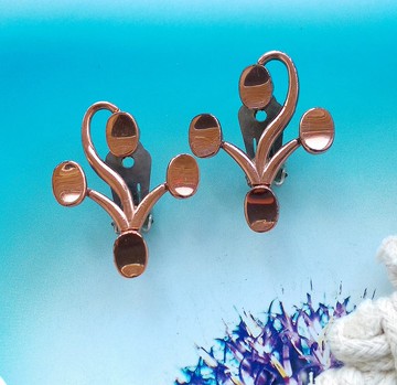 Vintage Jewelry 西洋古董飾品 Renoir Topkapi抽象花葉 夾式耳環