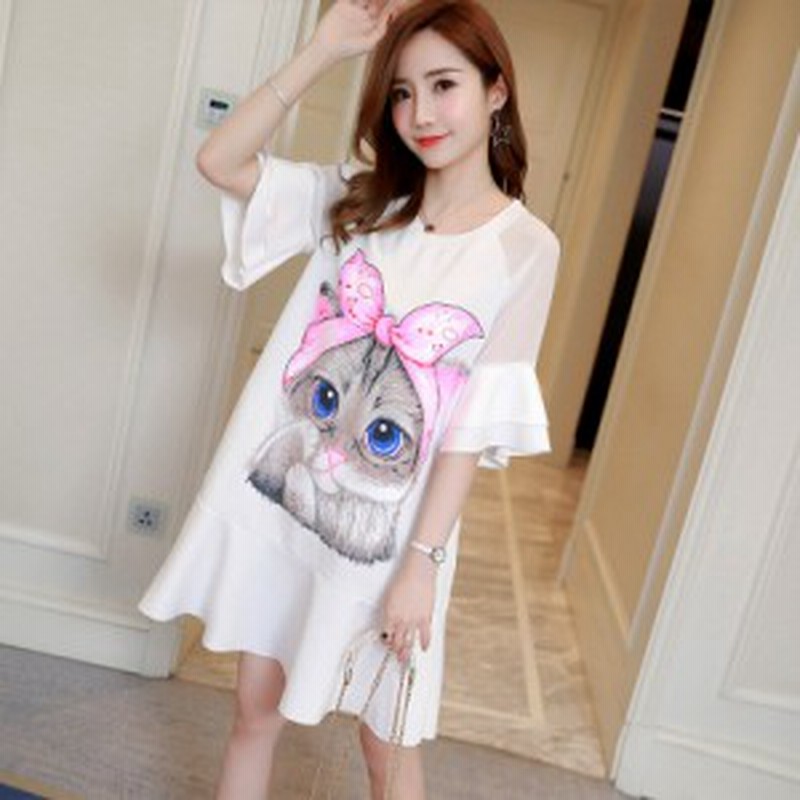 マタニティ服 大きいサイズ 妊婦 ミニ丈ワンピース レディース マタニティ 半袖ワンピース 丸首 産前産後 猫柄 春夏 かわいい ゆったり 通販 Lineポイント最大5 0 Get Lineショッピング
