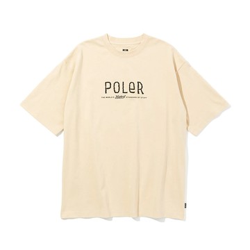 日本限定 POLER FURRY FONT RELAX FIT TEE 毛絨字體經典LOGO字樣寬版短袖 / 沙棕色