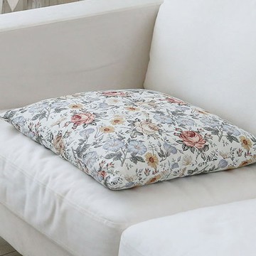 O'beautiful 復古花卉設計7款坐墊套  50 x 50 cm  白色花朵