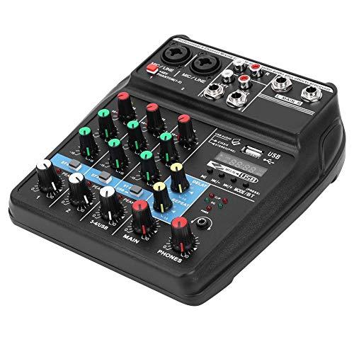 4チャンネルMixe、プロフェッショナル4チャンネルオーディオミキサーサウンドボードコンソールシステムステージステレオミキサー100〜240V(US)