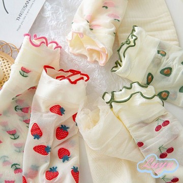 luyu💗低價下殺💗新款爆品夏季薄款透明花邊襪女士可愛透氣中筒蕾絲花邊絲襪短款