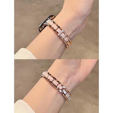 【台灣出貨】熱銷新款 適用 APPLE WATCH 小蠻腰金屬 白色樹脂 手鏈錶帶 S11 S10 46mm  女士錶帶