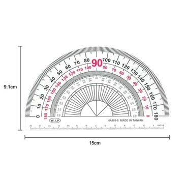 【W.I.P 台灣聯合】雙色 15公分 量角器 15x9.1cm  6支入 / 組 NO.HA401-6
