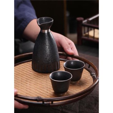 復古清酒一壺兩杯套裝家用黃酒燙酒器溫酒壺陶瓷熱酒器酒杯清酒具
