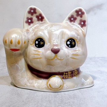 【杏晶半貓】日本清水燒招財貓 | 貓半身 花結晶 杏 健康