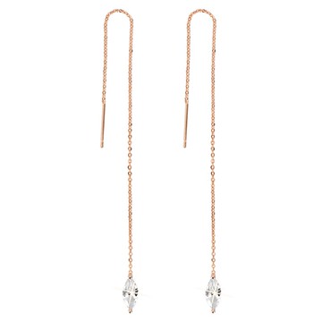 925銀針耳線18k真金合成鋯石耳環銀耳釘氣質長款吊墜耳墜可愛清新