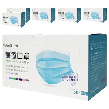 AceGreen 聚泰科技 一般醫療口罩 未滅菌  50片  粉紅色  6盒