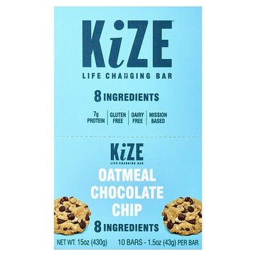KiZE Life Changing Bar, 燕麥巧克力碎，10 根，每根 1.5 盎司（43 克）