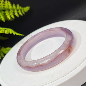 紫色景觀爆晶瑪瑙手鐲64MM 一線天聚寶盆共生水晶手環 靈性親和力