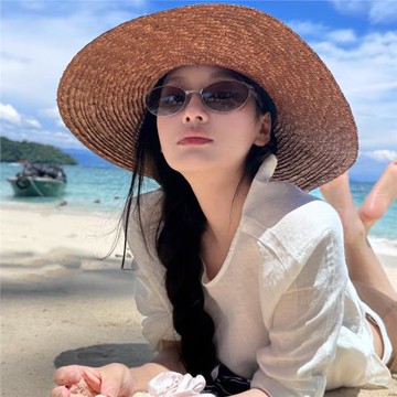 新款歐美復古橢圓小框墨鏡女高級感沙灘出片潮遮陽防紫外線太陽鏡