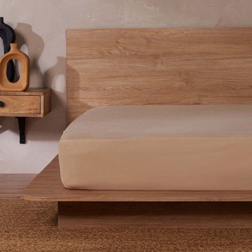 純棉素面床包-沙漠棕