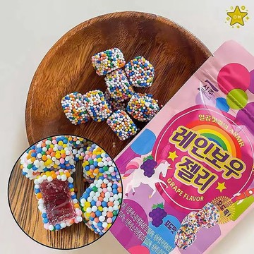 韓國進口SEOJU西洲濟州彩虹糖軟糖葡萄味迷你顆粒什錦果味高顏值