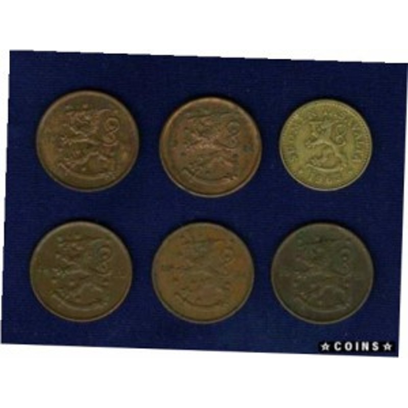 アンティークコイン FINLAND 10 PENNIA COINS: 1919, 1923, 1924, 1934