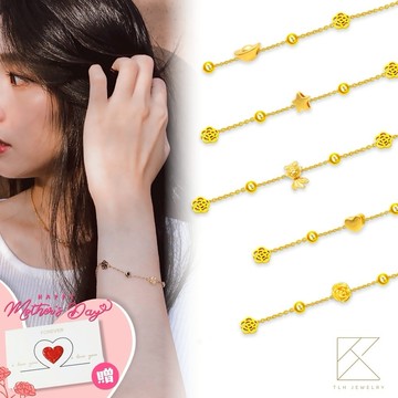 【快速出貨】【TLH】黃金墜手鍊 純金999 多選 山茶花雙鑽 約重0.03錢±0.01(生日禮 情人節 )