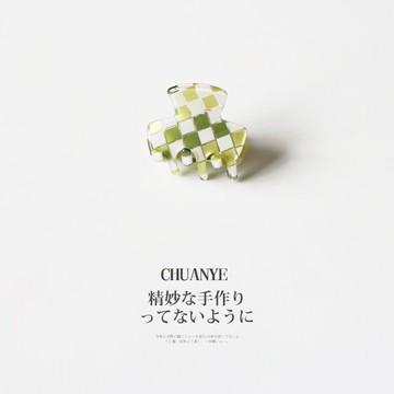 川野棋盤格迷你小抓夾2022年新款氣質鯊魚夾精致劉海夾子頭飾發夾