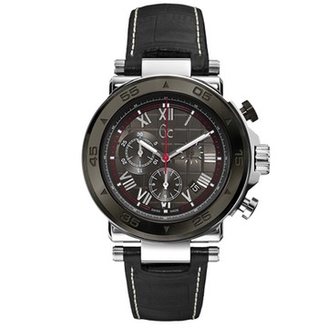 Gc 精密堡壘三眼計時都會腕錶-皮帶-黑-SWISS MADE-X90004G5S