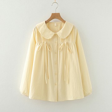 ＊ORead＊風琴褶蝴蝶結娃娃領泡泡袖襯衫(2色S~L)【限定加碼✿全館滿額再折】