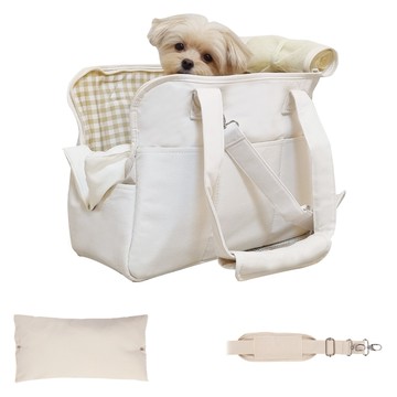 狗狗機艙用吊帶外出包 + 坐墊 + 斜背帶 套組  1組  M(43 x 25 x 30cm)  象牙白