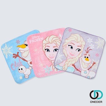 【ONEDER旺達】DISNEY 冰雪奇緣 FROZEN 艾莎 三入小方巾 FZ-DI002 / FZ-DI003