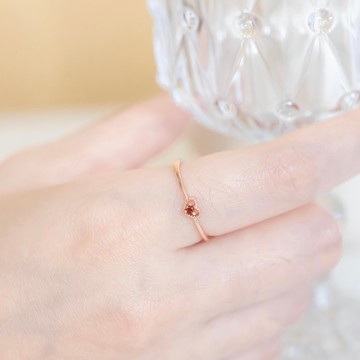 石榴石925純銀心之石戒指 可調式戒指
