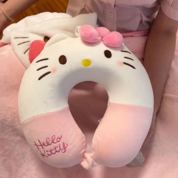 臺灣現/🎀旅行枕 U型枕 護頸可愛kt貓u型頭枕辦公室午睡少女卡通飛機護頸護脖旅行便攜助眠