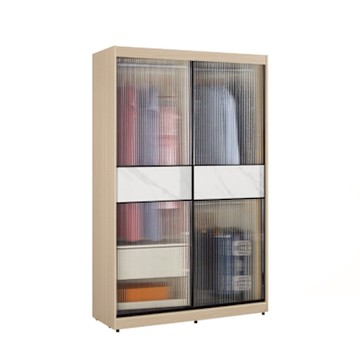 文創集 維爾泰鋁框4.1尺岩板玻璃衣櫃(吊衣桿x3＋單抽屜)-122x60x196cm免組