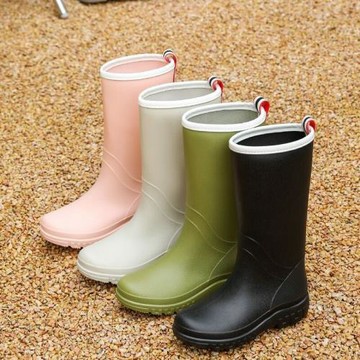 日系新款跨境中高筒女士雨鞋時尚保暖防水防滑雨靴工作膠鞋廚房鞋