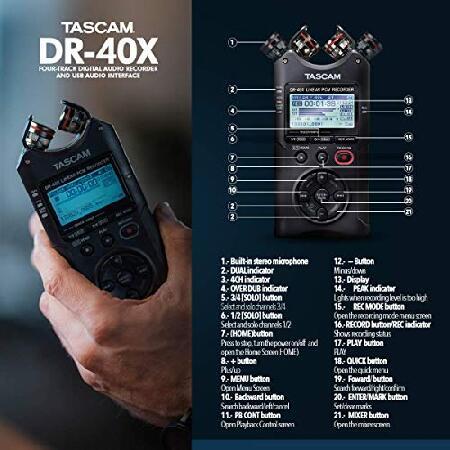 Tascam DR-40X Four-Track Digital Audio Recorder and USB Audio Interface w Accessory Bundle