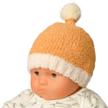 akachan honpo - 毛茸茸尖頂針織帽-黃色