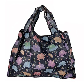 超質感厚實環保購物袋 58x40cm 15~47KG承重 可折疊收納 50g  彩色快樂象  1個