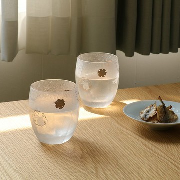 日本ADERIA 雪兔/丸紋 雙入杯禮盒組345ml / 共2