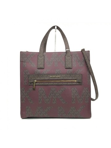 michael kors 紫色 拼色帆布塗層托特包 手提包 肩背包