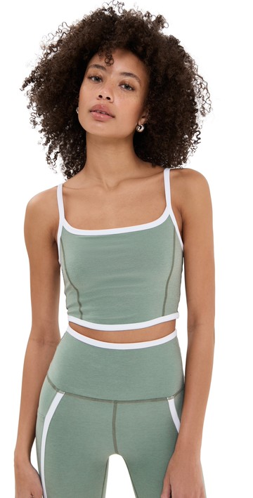 Beyond Yoga Spacedye New Moves High Cropped Tank Grey Sage/Cloud White S