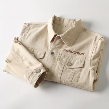 阿美咔嘰！水洗棉質紗卡！立體剪裁！男士翻領工裝多袋夾克外套潮