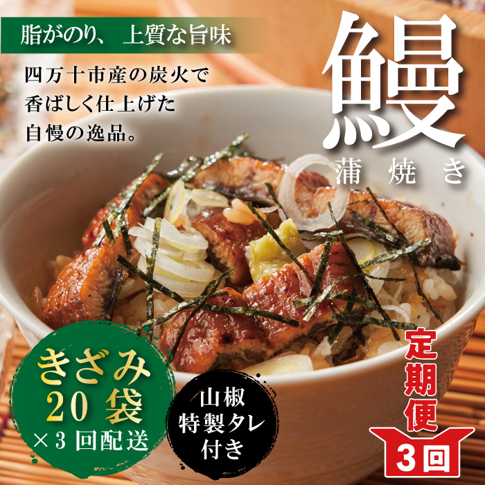 23-1041．3ヵ月連続＜四万十食品＞うなぎ蒲焼きざみ20袋(合計900ｇ)／Ｋ20