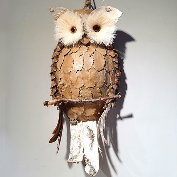 草編貓頭鷹田園森系裝飾掛件草編仿真動物手工藝品田園風裝飾品