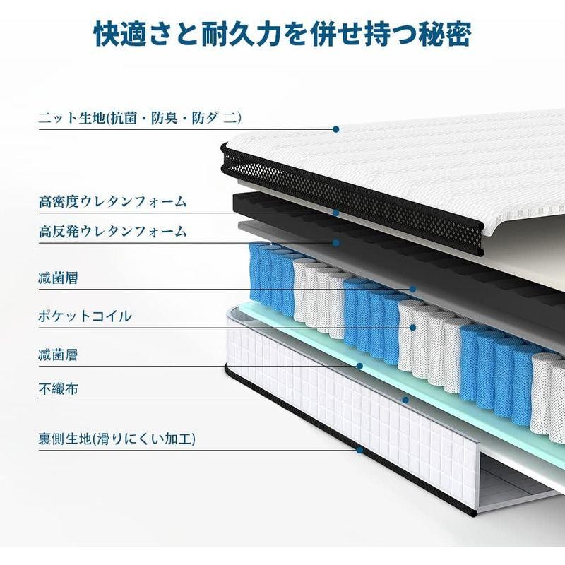 マットレス セミダブル 極厚22cm ベッド 高反発 体圧分散 通気性 防臭-