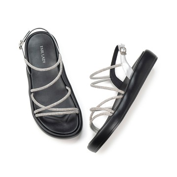 芯太軟 鑽飾繞帶輕量厚底涼鞋 星河銀 (1B3033)