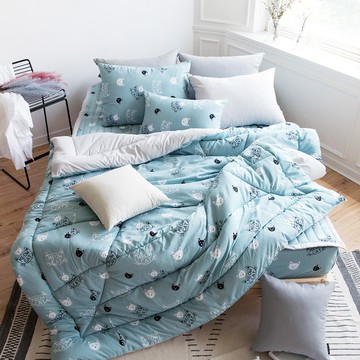 I'm Living Julie系列 超細纖維薄被 1入  雙人(180 x 220cm)  貓咪款 藍色