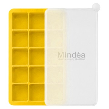 Mindea 食品用矽膠方形製冰格 十五格款  黃色  1個  18 x 11.5 x 3.5cm