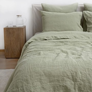 LINEN TALES 亞麻床包枕套三件組 雙人特大  鼠尾草綠