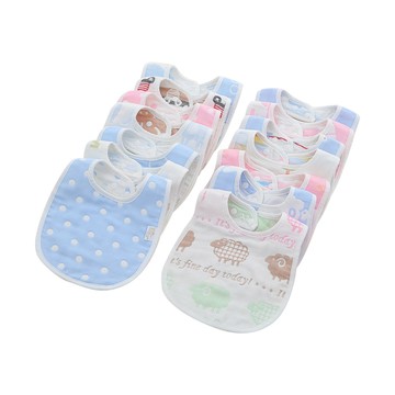 Mesenfants 【5入】嬰兒純棉6層紗布圍兜 U型嬰兒圍兜 圍兜兜 紗布巾 餵奶巾 嬰兒口水巾 口水圍兜
