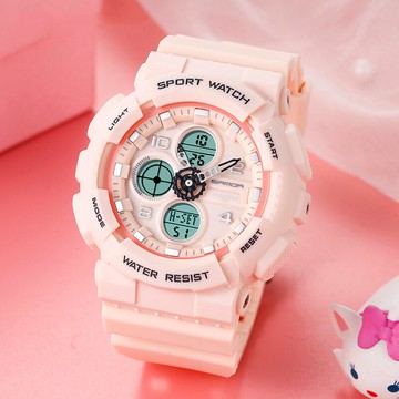 新款果凍色多功能防水運動電子表男女青少年學生表夜光休閑運動表