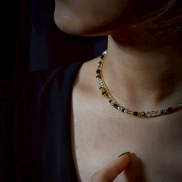 倪克斯之界｜茶晶白水晶黑瑪瑙項鍊 N0047