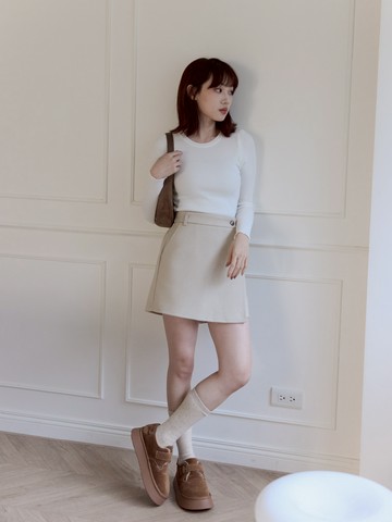 圓領坑紋細針織上衣