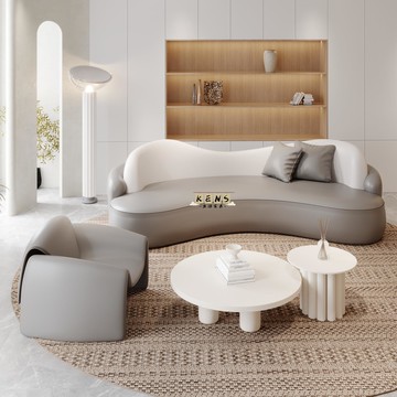 免運 沙發 茶几 家具 小戶型沙發 弧形異形皮藝沙發網紅美容院服裝店休息區接待酒店大堂售樓處會客工廠現貨直銷 售後保障 全館免運 5k1226