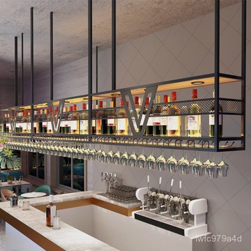 【免運 可開發票】酒吧高腳杯倒掛式鐵藝紅酒杯架懸掛吧臺吊架置物架工業風吊掛酒櫃