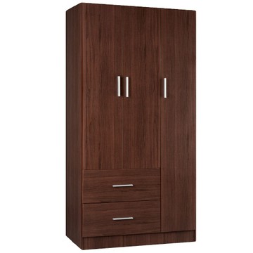 《HOPMA》美背和風大容量三門二抽衣櫃 台灣製造 衣櫥 抽屜櫃 衣物收納櫃-胡桃木