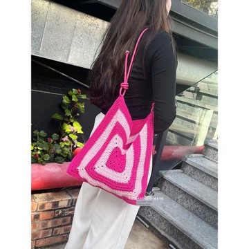 方格大容量女士diy編織材料包